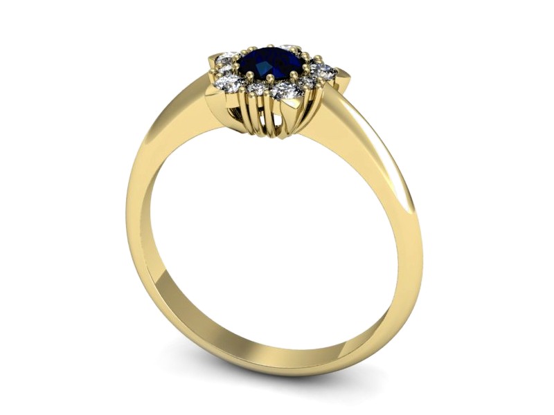 Złoty pierścionek z szafirem i brylantami - p16407zsz — zdjęcie 3