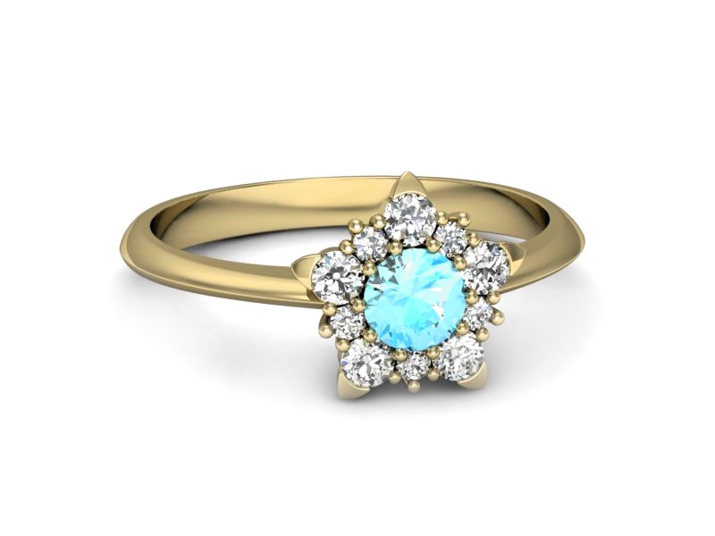 Złoty pierścionek z topazem i brylantami - p16407ztp — zdjęcie 2