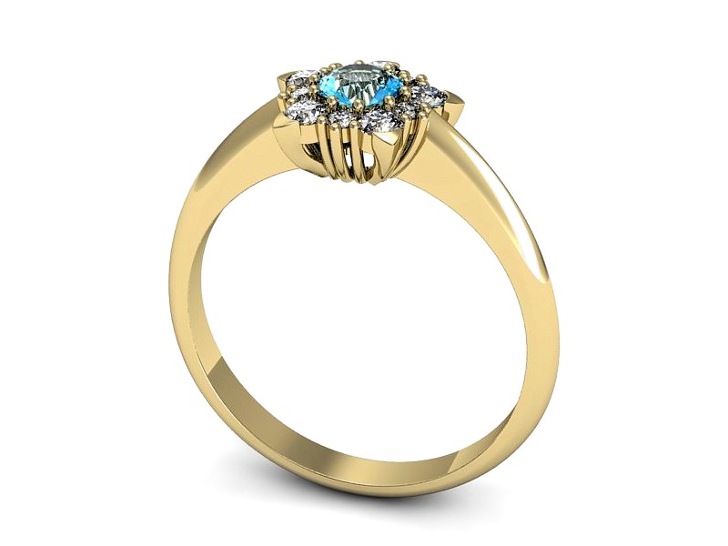 Złoty pierścionek z topazem i brylantami - p16407ztp — zdjęcie 3