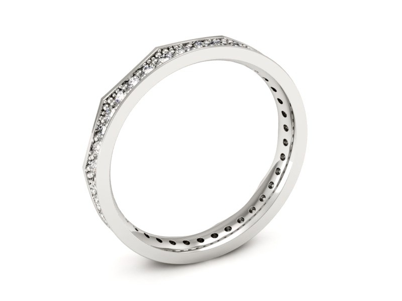 Pierścionek obrączka z brylantami białe złoto - p16408b — zdjęcie 3