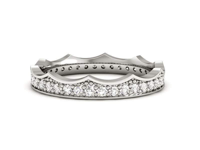 Pierścionek obrączka z brylantami białe złoto - p16408b — zdjęcie 2