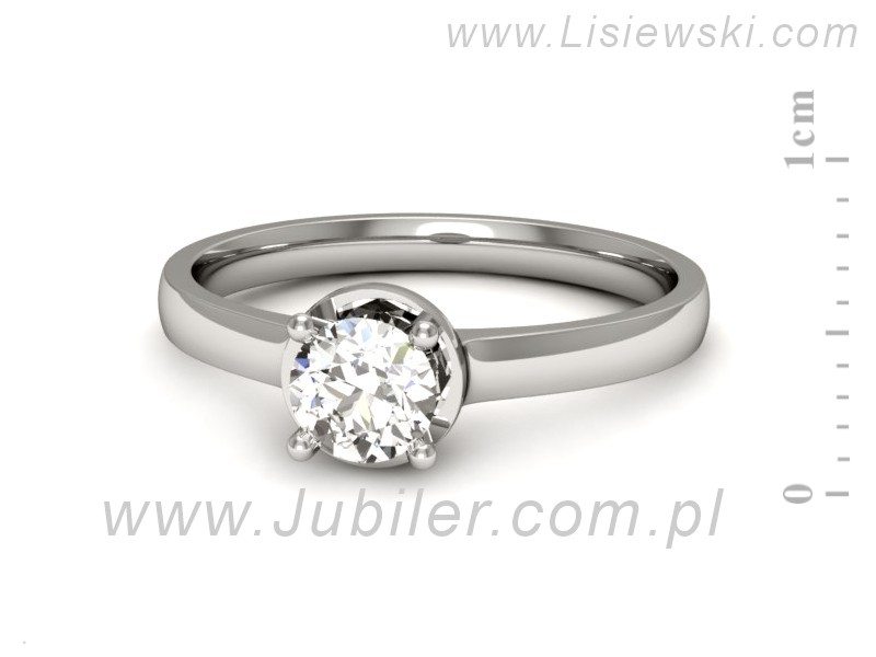 Złoty pierścionek z brylantem białe złoto - p16410b — zdjęcie 2