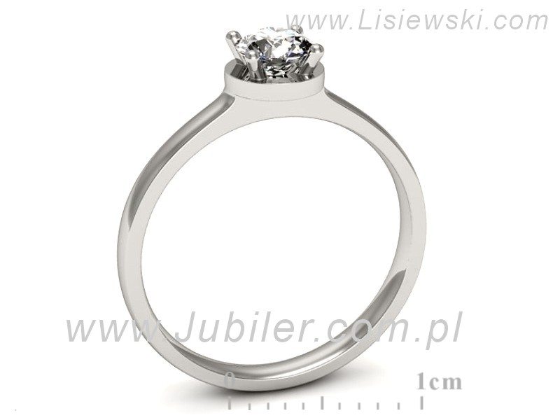 Złoty pierścionek z brylantem białe złoto - p16410b — zdjęcie 3