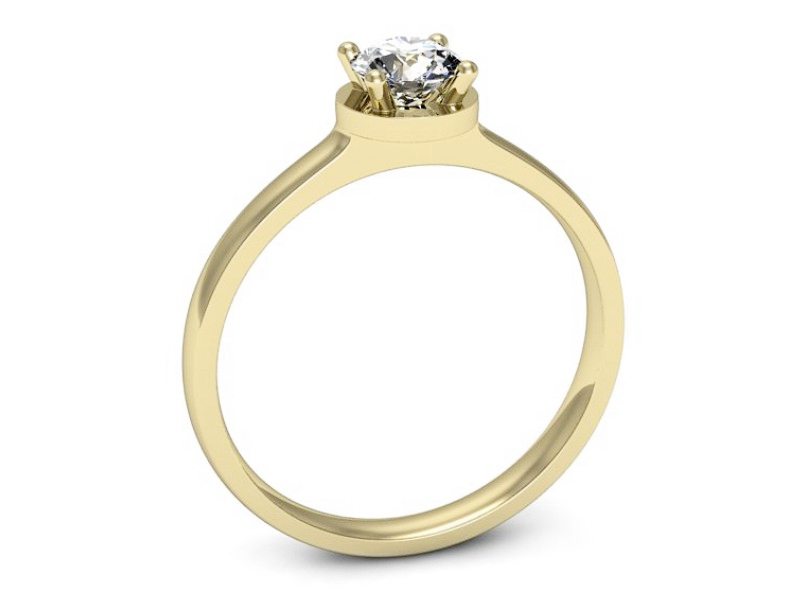 Złoty pierścionek z brylantem żółte złoto - p16410z — zdjęcie 3