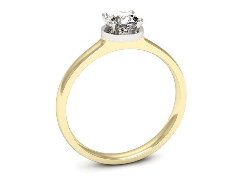 Pierścionek z brylantem z białego i żółtego złota - p16410zb — zdjęcie 3