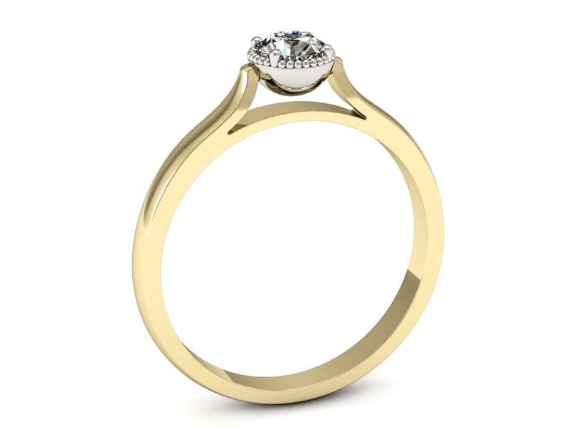 Pierścionek z diamentem żółte i białe złoto - p16411zb — zdjęcie 3