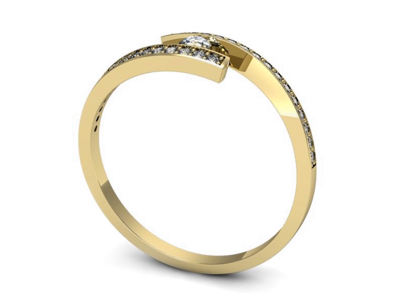 Złoty pierścionek z brylantami żółte złoto - p16415z — zdjęcie 3