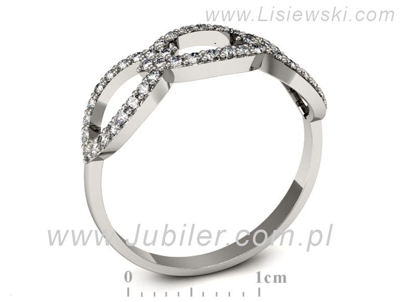 Złoty pierścionek z brylantami białe złoto - p16416b — zdjęcie 3