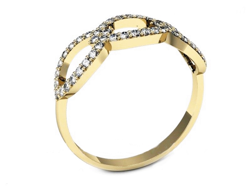 Złoty pierścionek z brylantami żółte złoto - p16416z — zdjęcie 3