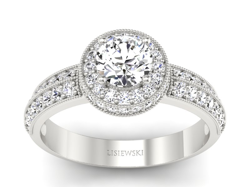 Złoty pierścionek z brylantami białe złoto - p16418b