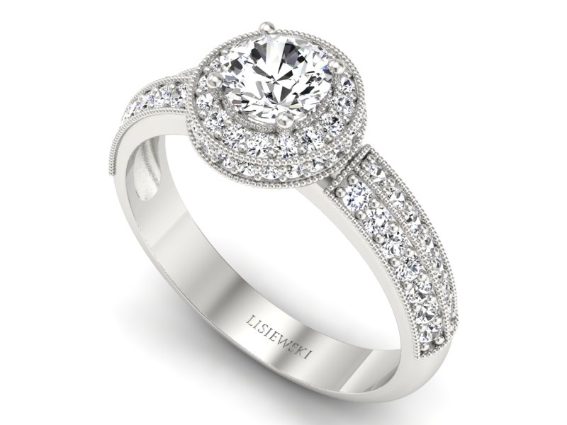 Złoty pierścionek z brylantami białe złoto - p16418b — zdjęcie 3