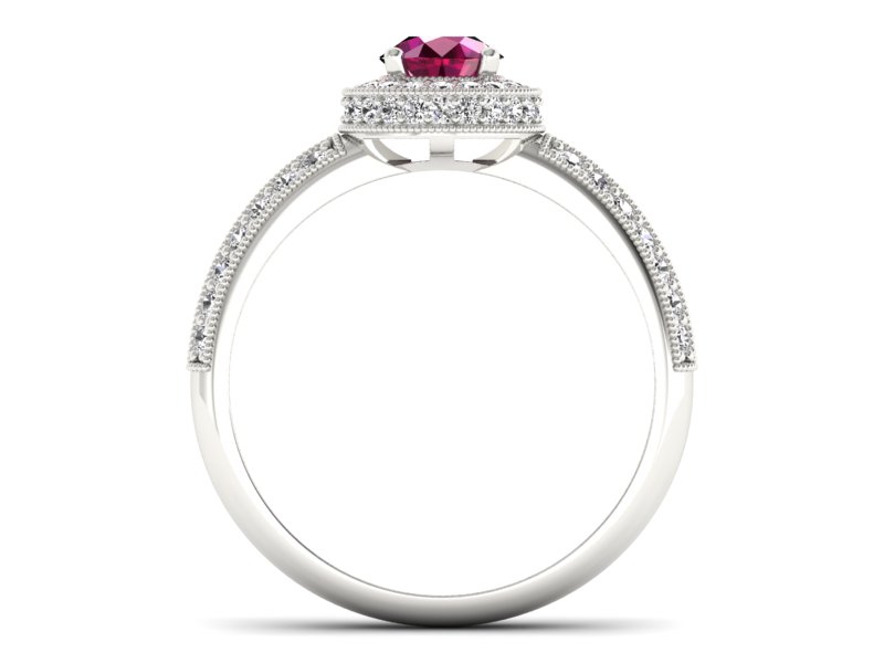 Pierścionek z rubinem i brylantami białe złoto - p16418br — zdjęcie 2