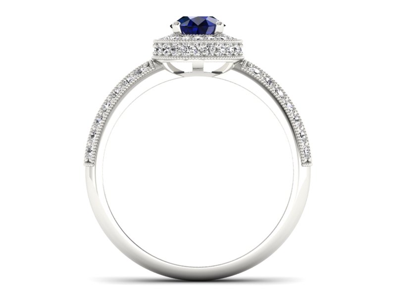 Pierścionek z szafirem i brylantami białe złoto - p16418bsz — zdjęcie 2