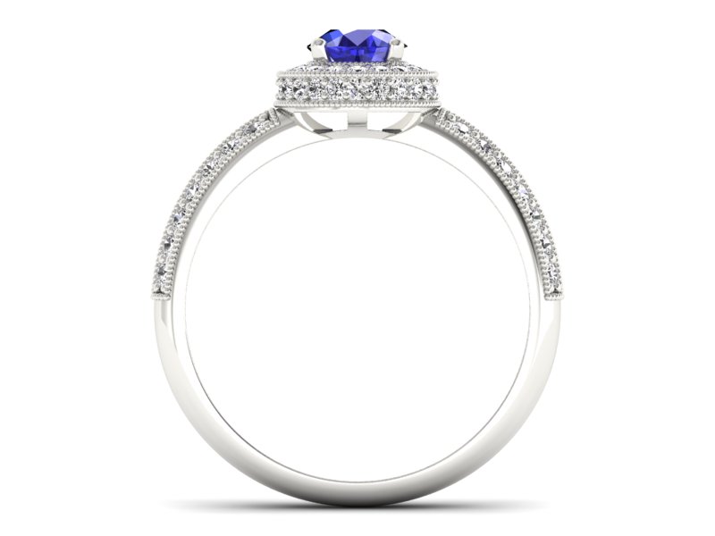 Złoty pierścionek z szafirem i brylantami - p16418bszc — zdjęcie 2