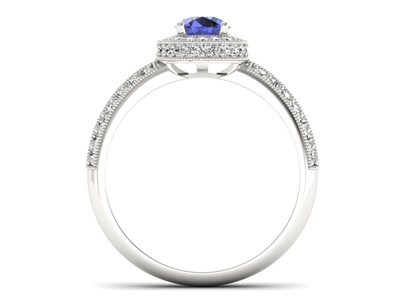 Pierścionek z tanzanitem białe złoto i brylantami - p16418bt — zdjęcie 2