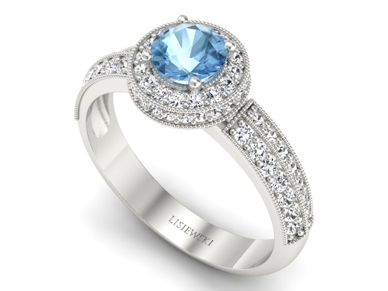 Pierścionek z topazem i brylantami białe złoto - p16418btp — zdjęcie 3