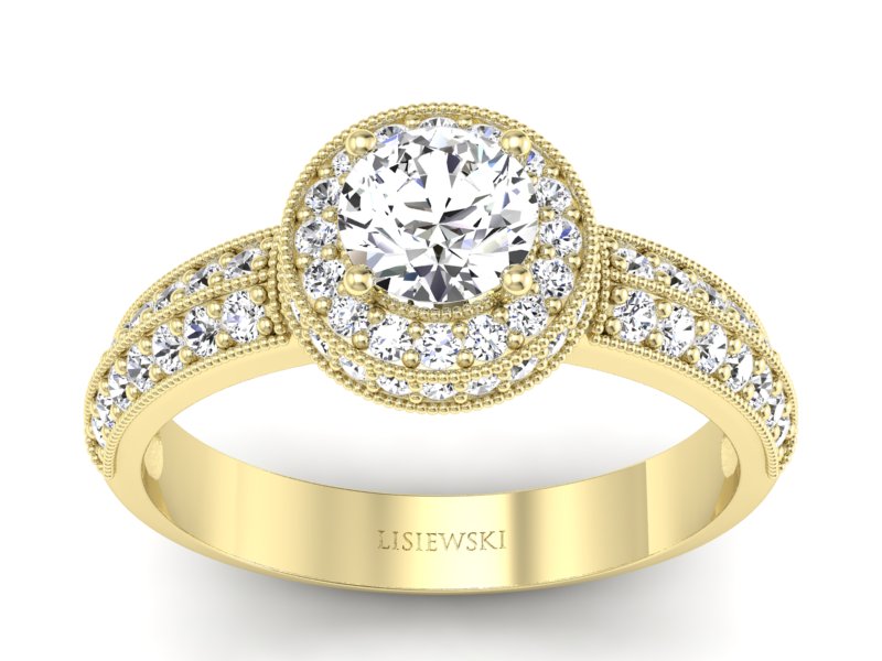 Złoty pierścionek z brylantami żółte złoto - p16418z