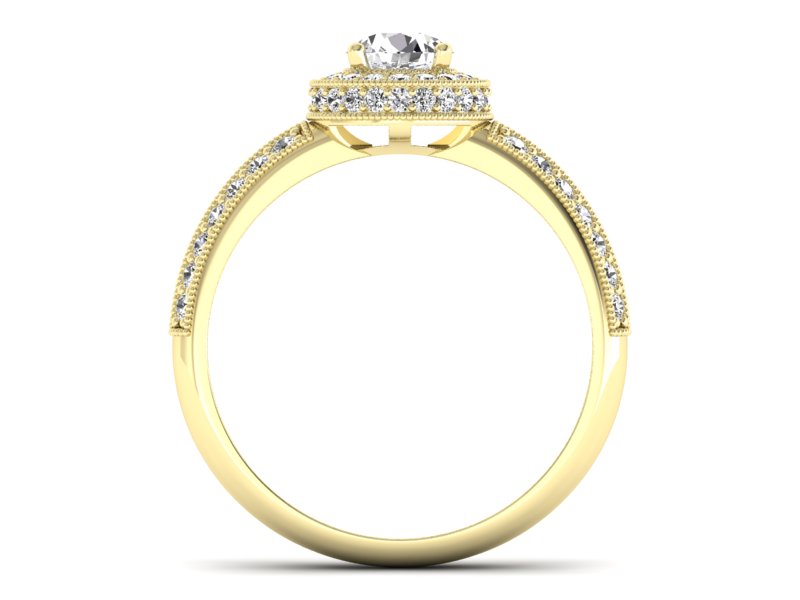 Złoty pierścionek z brylantami żółte złoto - p16418z — zdjęcie 2