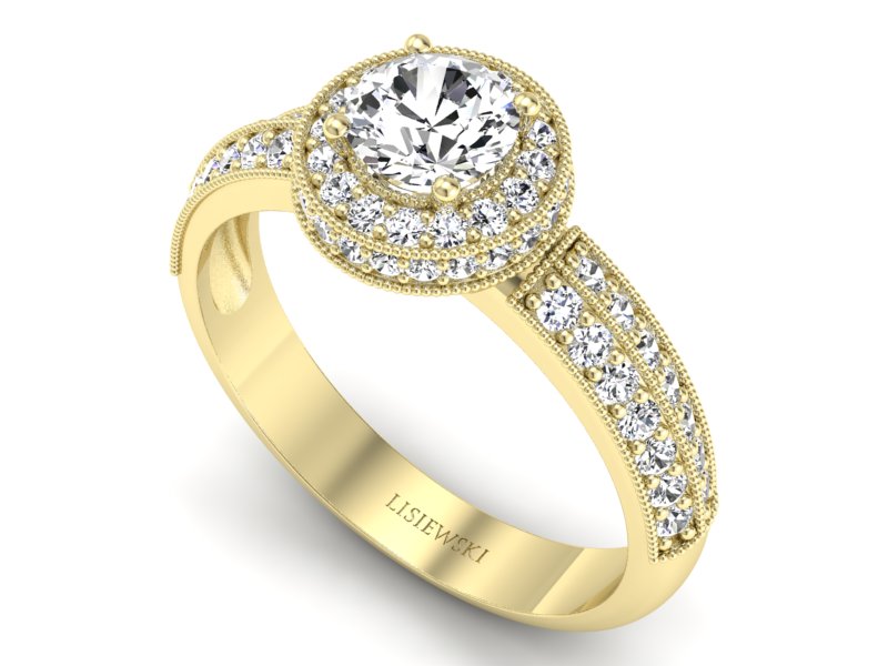 Złoty pierścionek z brylantami żółte złoto - p16418z — zdjęcie 3