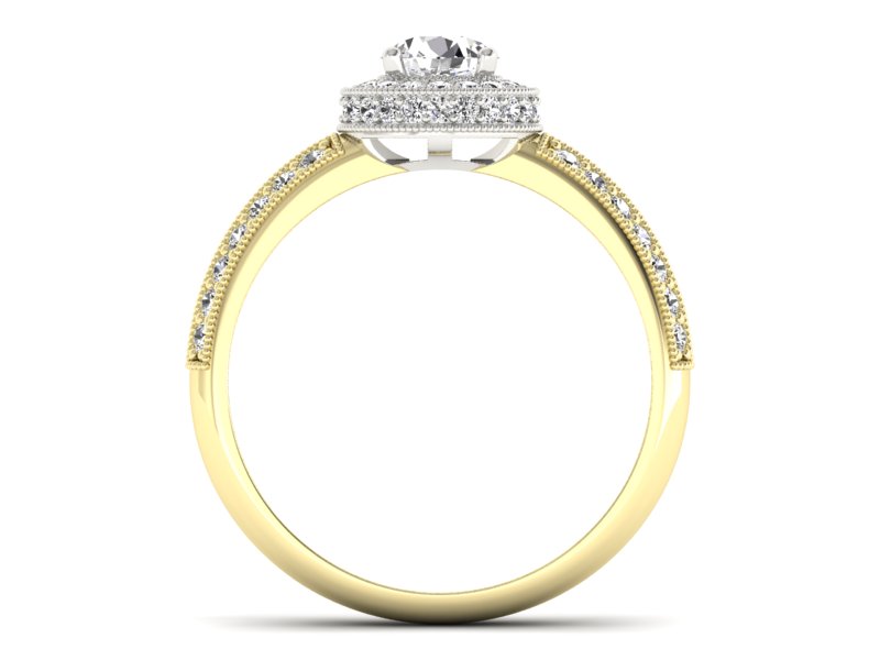 Pierścionek z diamentami żółte i białe złoto - p16418zb — zdjęcie 2