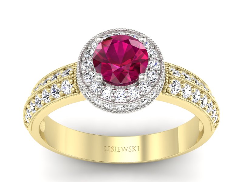 Pierścionek z rubinem i diamentami - p16418zbr