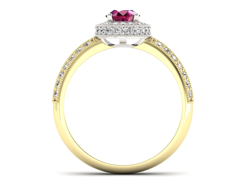 Pierścionek z rubinem i diamentami - p16418zbr — zdjęcie 2