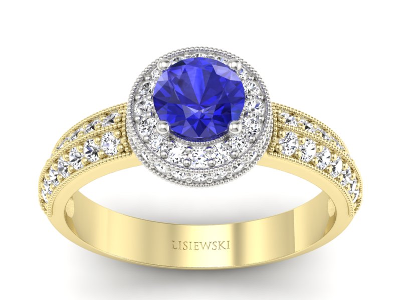 Pierścionek z szafirem i diamentami - p16418zbszc