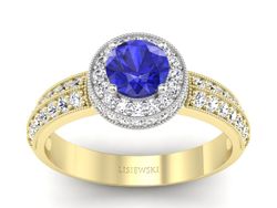 Pierścionek z szafirem i diamentami - p16418zbszc