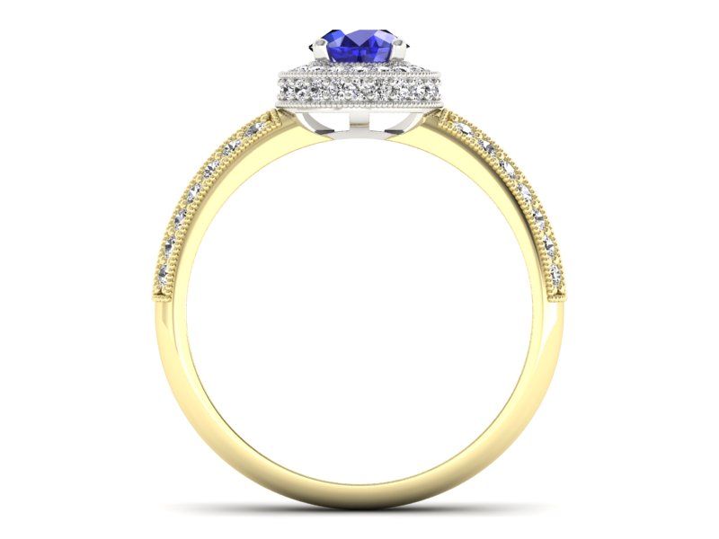 Pierścionek z szafirem i diamentami - p16418zbszc — zdjęcie 2