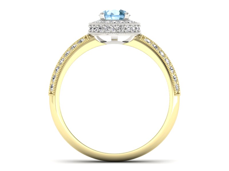 Pierścionek topaz i brylanty białe żółte złoto - p16418zbtp — zdjęcie 2