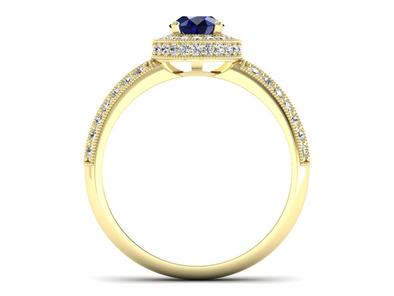 Złoty pierścionek z szafirem i brylantami - p16418zsz — zdjęcie 2