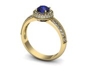 Złoty pierścionek z szafirem i diamentami - p16418zszc - 3