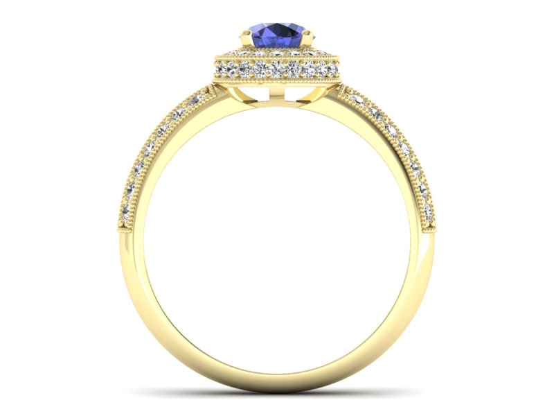 Pierścionek z tanzanitem i brylantami żółte złoto - p16418zt — zdjęcie 2