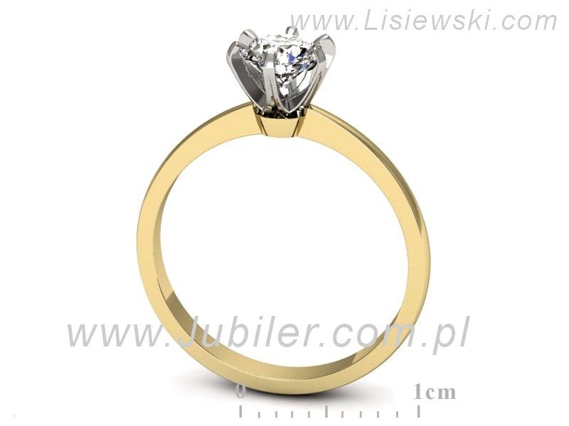 Pierścionek z diamentem żółte i białe złoto proba 585 - p16419zb - 3