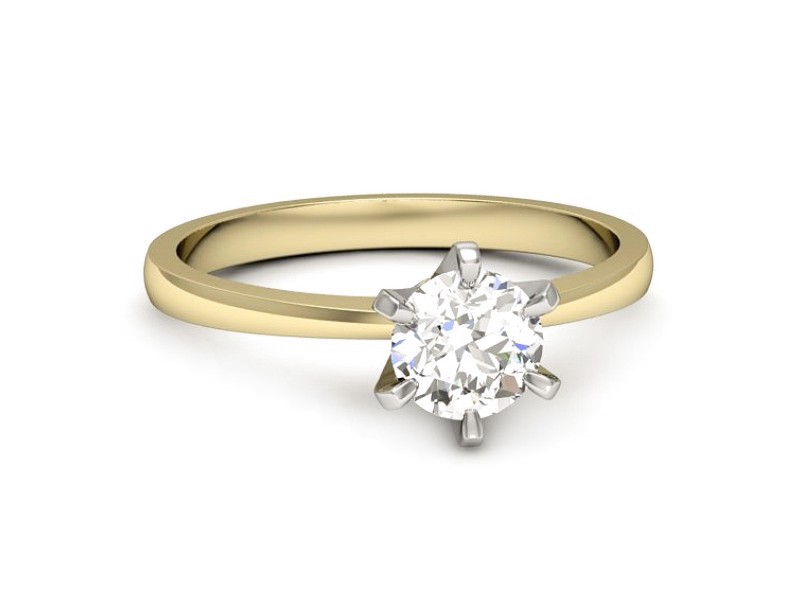 Pierścionek z diamentem żółte i białe złoto - p16419zb — zdjęcie 2