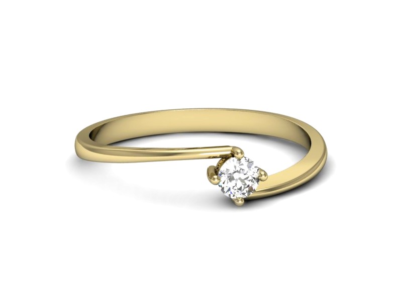 Złoty pierścionek z brylantem żółte złoto - p16420z — zdjęcie 2