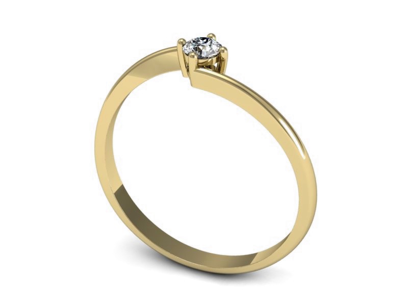 Złoty pierścionek z brylantem żółte złoto - p16420z — zdjęcie 3