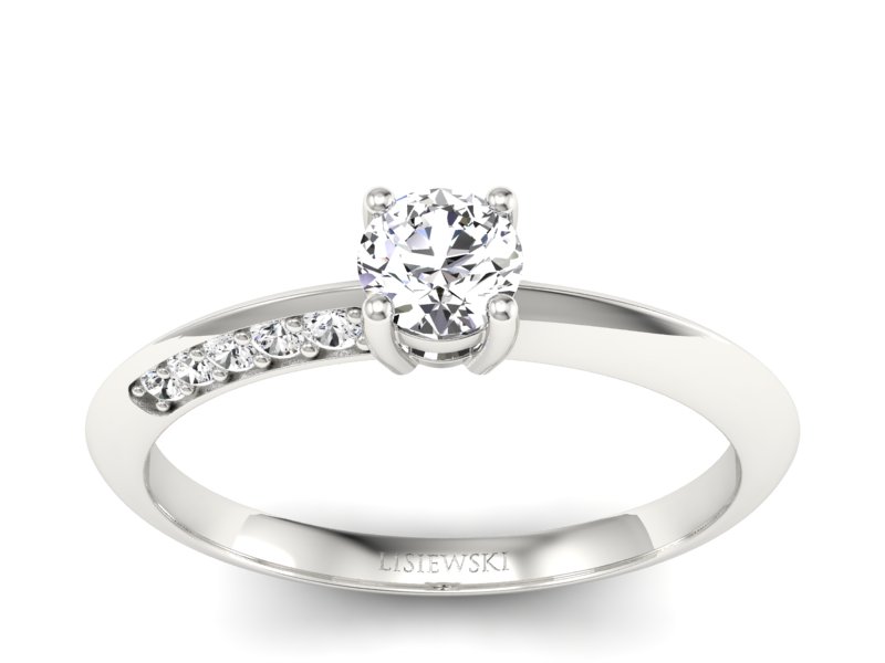 Złoty pierścionek z brylantami białe złoto - p16421b