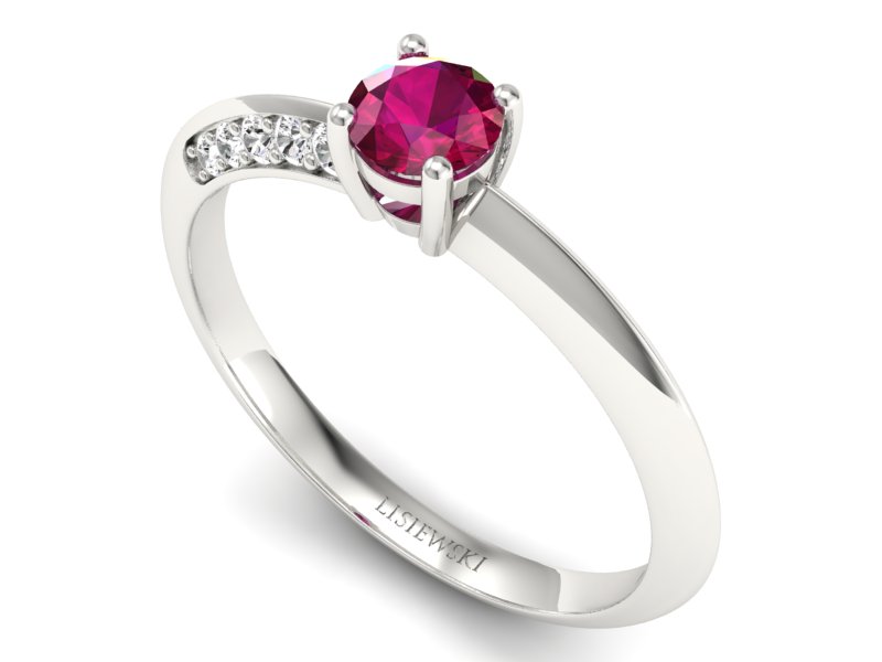 Pierścionek z rubinem i brylantami białe złoto - p16421br — zdjęcie 3