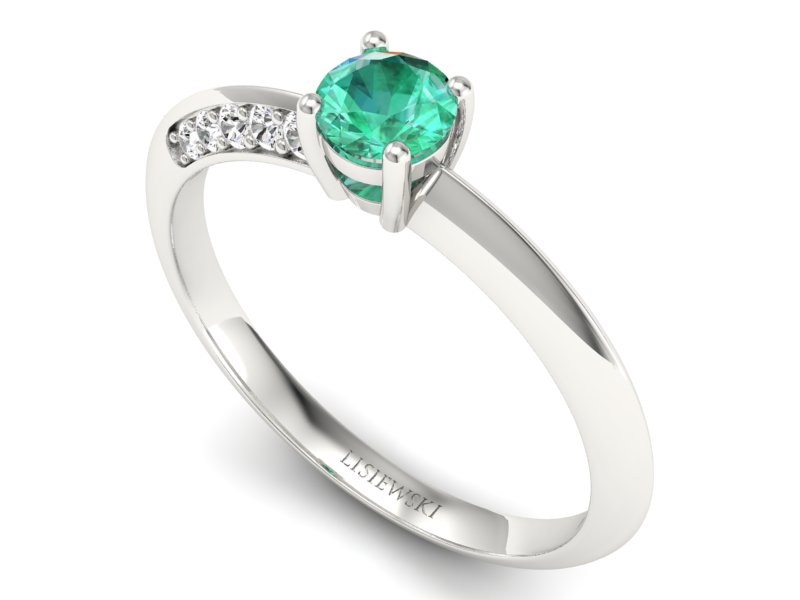 Złoty pierścionek ze szmaragdem i brylantami - p16421bsm — zdjęcie 3