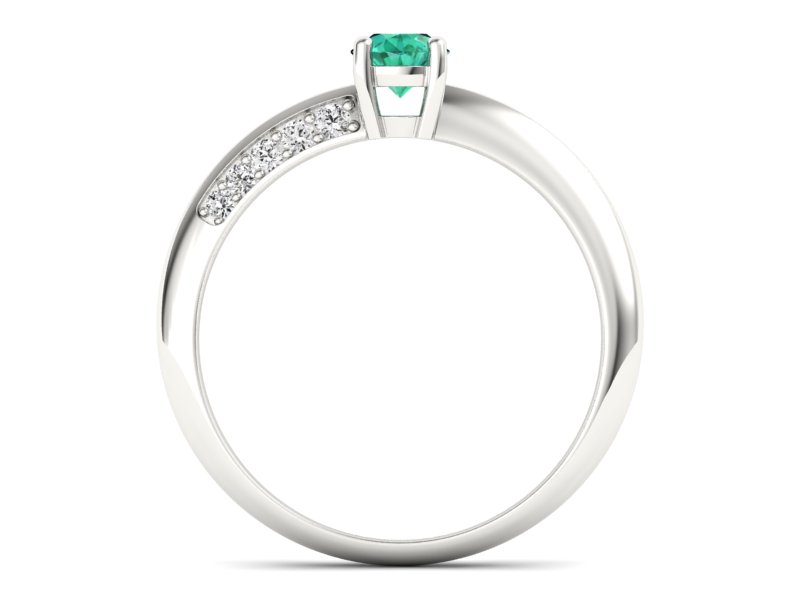 Złoty pierścionek ze szmaragdem i brylantami - p16421bsm — zdjęcie 2