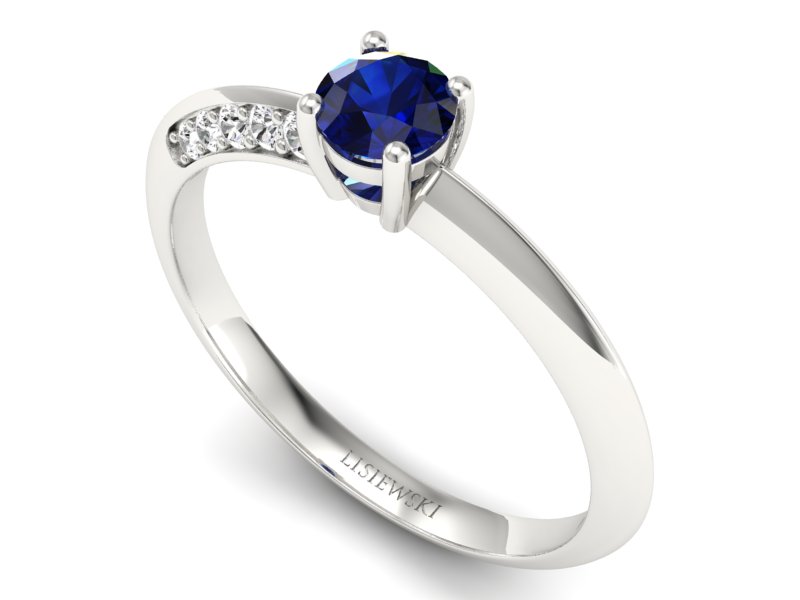 Pierścionek z szafirem i brylantami białe złoto - p16421bsz — zdjęcie 3