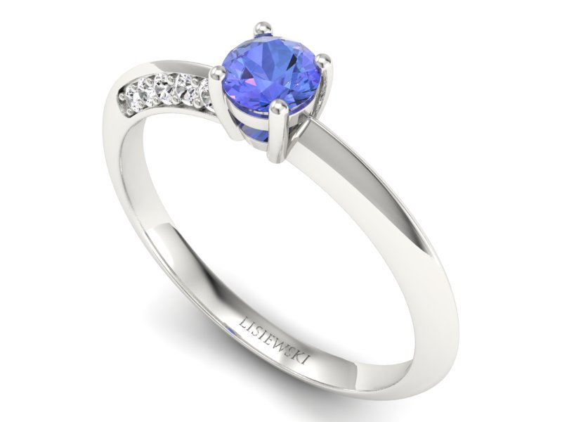 Pierścionek z tanzanitem białe złoto i brylantami - p16421bt — zdjęcie 3