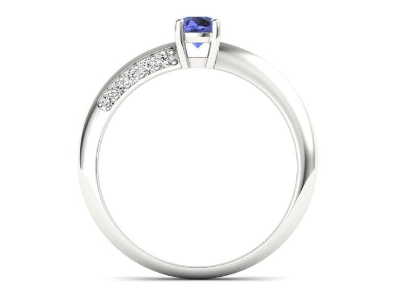 Pierścionek z tanzanitem białe złoto i brylantami - p16421bt — zdjęcie 2