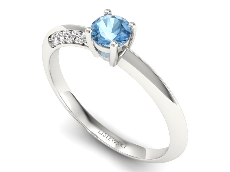 Pierścionek z topazem i brylantami białe złoto - p16421btp — zdjęcie 3