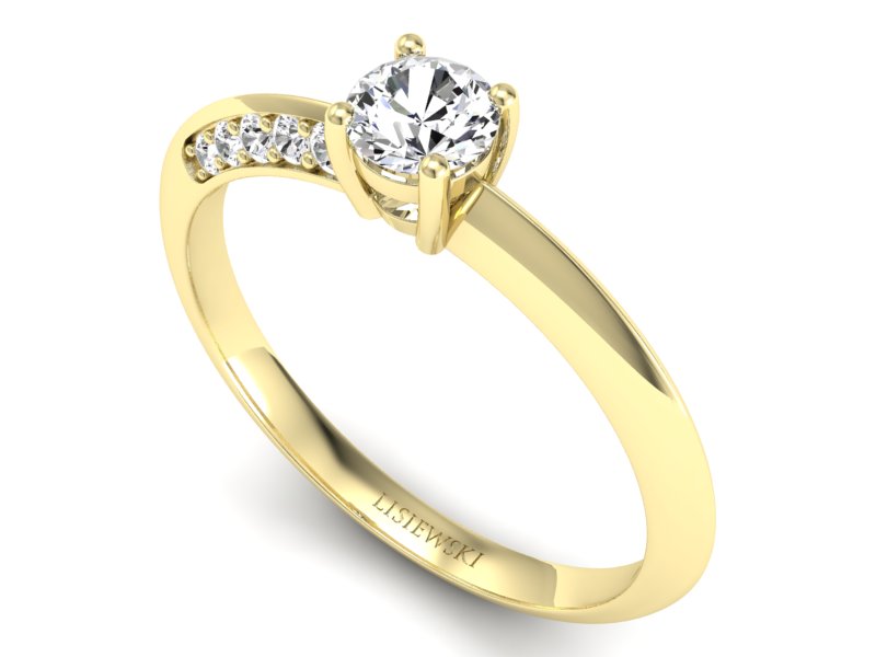 Pierścionek zaręczynowy z brylantami żółte złoto - p16421z — zdjęcie 3