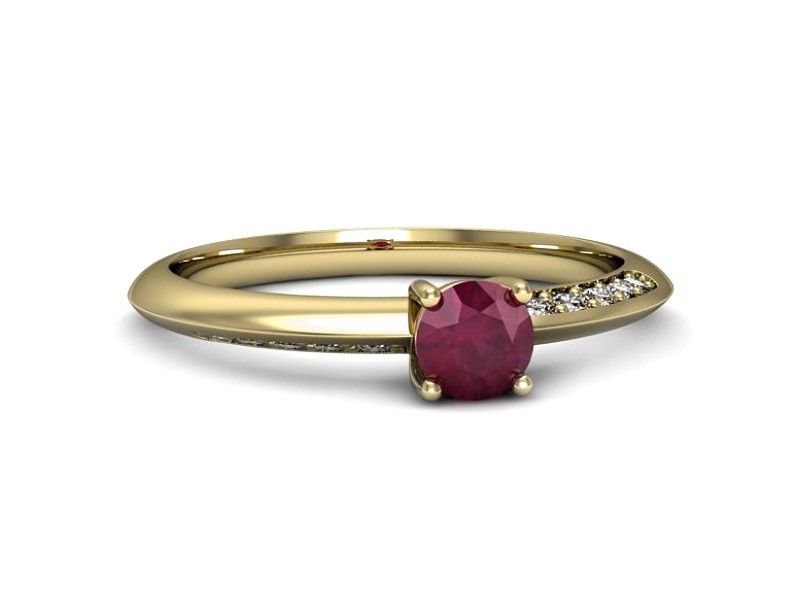 Złoty pierścionek z rubinem i brylantami złoto proba 585 - p16421zr - 2