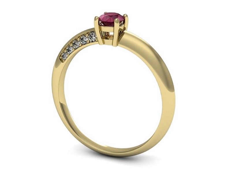 Złoty pierścionek z rubinem i brylantami złoto proba 585 - p16421zr - 3