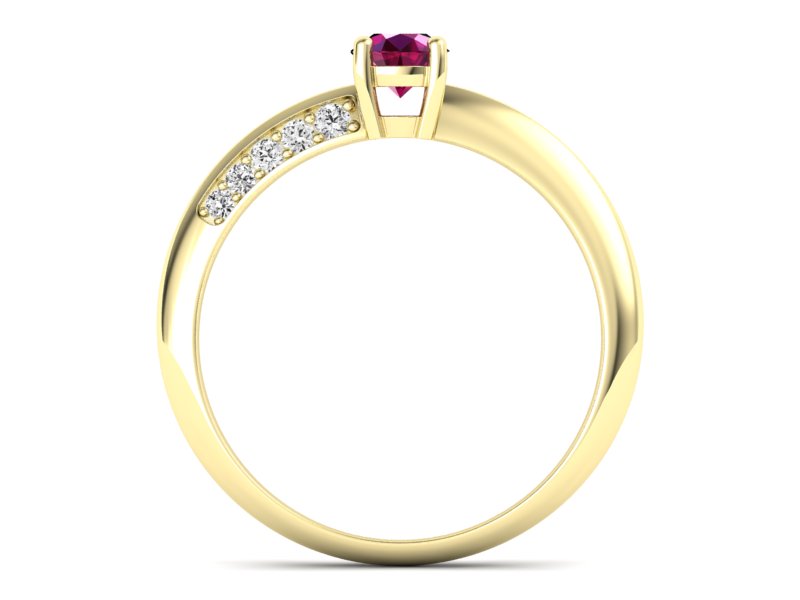 Złoty pierścionek z rubinem i brylantami - p16421zr — zdjęcie 2