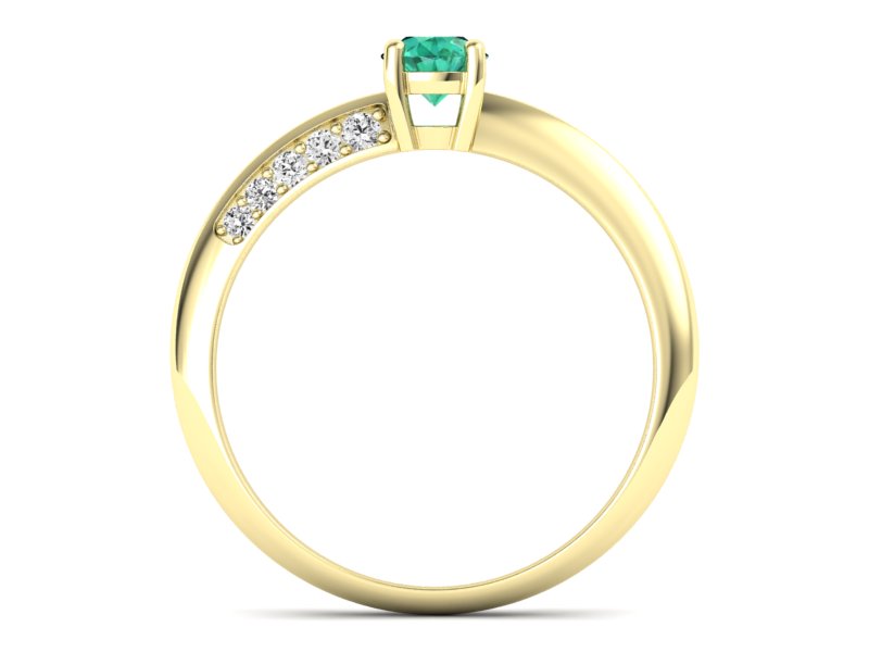 Złoty pierścionek ze szmaragdem i diamentami - p16421zsm — zdjęcie 2